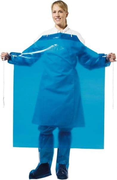 PolyConversions - 35" Wide x 45" Long x 6 mil Thick Chemical Resistant Bib Apron - Polyolefin, Blue, Waterproof, Resists Chemicals, Fats, Oils, Dry Particles, Liquid Splashes - All Tool & Supply