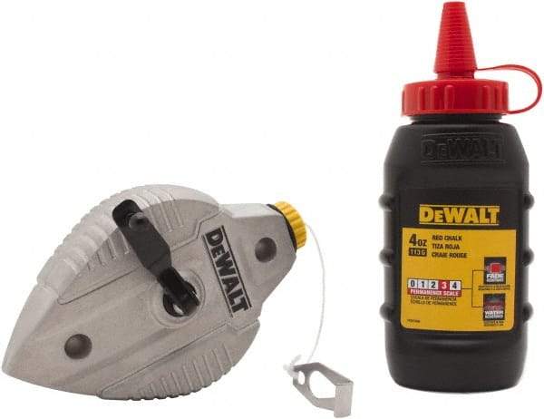 DeWALT - 100' Long Reel & Chalk Set - Red, Includes 4 oz Red Chalk - All Tool & Supply