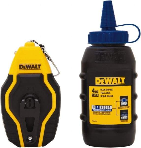 DeWALT - 30' Long Reel & Chalk Set - Blue, Includes 4 oz Blue Chalk - All Tool & Supply