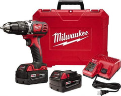 Milwaukee Tool - 18 Volt 1/2" Keyless Chuck Cordless Hammer Drill - 0 to 28,800 BPM, 0 to 1,800 RPM, Reversible - All Tool & Supply