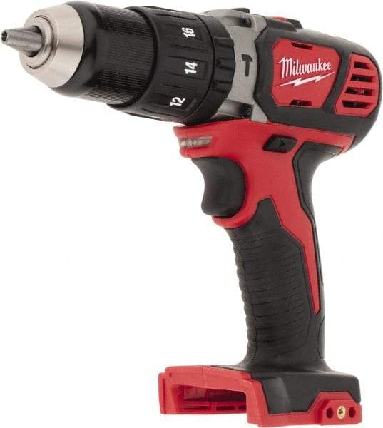 Milwaukee Tool - 18 Volt 1/2" Keyless Chuck Cordless Hammer Drill - 0 to 28,800 BPM, 0 to 1,800 RPM, Reversible - All Tool & Supply