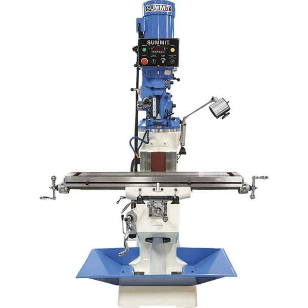 Summit - 9" Table Width x 49" Table Length, Electronic Variable Speed Control, 3 Phase Knee Milling Machine - R8 Spindle Taper, 3 hp - All Tool & Supply
