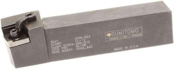 Sumitomo - MCKN, Right Hand Cut, 15° Lead Angle, 3/4" Shank Height x 3/4" Shank Width, Negative Rake Indexable Turning Toolholder - 4-1/2" OAL, CNMG 432 Insert Compatibility, Series Multi-Option - All Tool & Supply