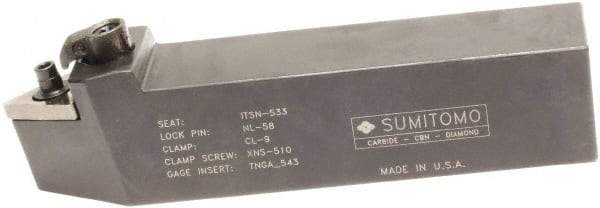 Sumitomo - MTEN, Neutral Cut, 30° Lead Angle, 1" Shank Height x 1" Shank Width, Negative Rake Indexable Turning Toolholder - 6" OAL, TNMG 43 Insert Compatibility, Series Multi-Option - All Tool & Supply