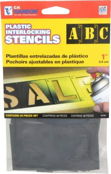 C.H. Hanson - 1 Inch Characters, PVC Plastic Stencil Set - 46 Pieces - All Tool & Supply