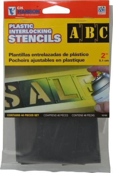 C.H. Hanson - 2 Inch Characters, PVC Plastic Stencil Set - 46 Pieces - All Tool & Supply