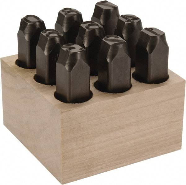 C.H. Hanson - 9 Piece, 1/2" Character Steel Stamp Set - Figures, Standard - All Tool & Supply