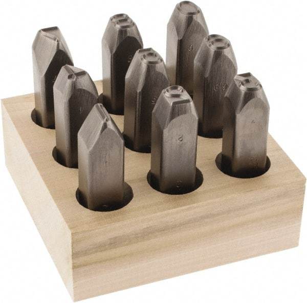 C.H. Hanson - 9 Piece, 1/2" Character Steel Stamp Set - Figures, Heavy Duty - All Tool & Supply