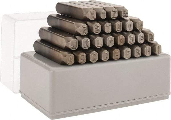 C.H. Hanson - 27 Piece, 1/4" Character Steel Stamp Set - Letters, Reverse - All Tool & Supply