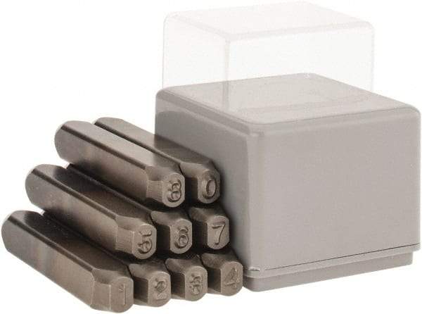 C.H. Hanson - 9 Piece, 3/16" Character Steel Stamp Set - Figures, Reverse - All Tool & Supply