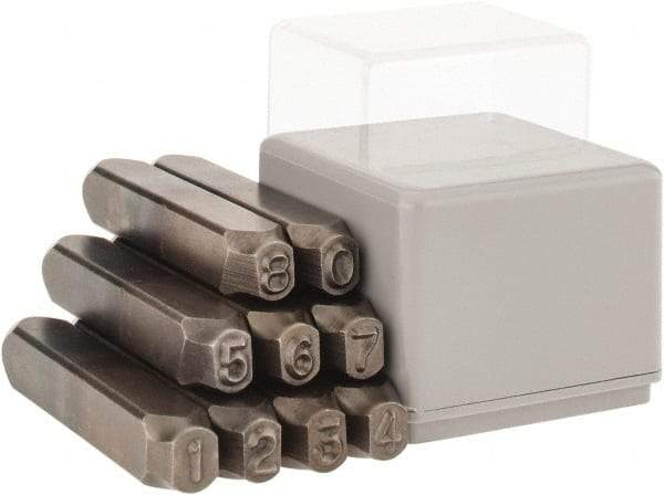 C.H. Hanson - 9 Piece, 1/4" Character Steel Stamp Set - Figures, Reverse - All Tool & Supply