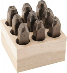 C.H. Hanson - 9 Piece, 3/8" Character Steel Stamp Set - Figures, Low Stress Round Face Dot - All Tool & Supply