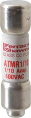 Ferraz Shawmut - 600 VAC/VDC, 0.1 Amp, Fast-Acting General Purpose Fuse - Clip Mount, 1-1/2" OAL, 100 at DC, 200 at AC kA Rating, 13/32" Diam - All Tool & Supply