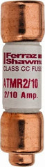 Ferraz Shawmut - 600 VAC/VDC, 0.2 Amp, Fast-Acting General Purpose Fuse - Clip Mount, 1-1/2" OAL, 100 at DC, 200 at AC kA Rating, 13/32" Diam - All Tool & Supply