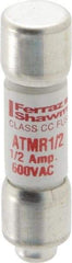 Ferraz Shawmut - 600 VAC/VDC, 0.5 Amp, Fast-Acting General Purpose Fuse - Clip Mount, 1-1/2" OAL, 100 at DC, 200 at AC kA Rating, 13/32" Diam - All Tool & Supply