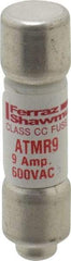 Ferraz Shawmut - 600 VAC/VDC, 9 Amp, Fast-Acting General Purpose Fuse - Clip Mount, 1-1/2" OAL, 100 at DC, 200 at AC kA Rating, 13/32" Diam - All Tool & Supply