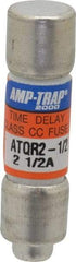 Ferraz Shawmut - 300 VDC, 600 VAC, 2.5 Amp, Time Delay General Purpose Fuse - Clip Mount, 1-1/2" OAL, 100 at DC, 200 at AC kA Rating, 13/32" Diam - All Tool & Supply