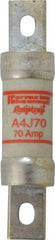 Ferraz Shawmut - 300 VDC, 600 VAC, 70 Amp, Fast-Acting General Purpose Fuse - Clip Mount, 4-5/8" OAL, 100 at DC, 200 at AC kA Rating, 1-1/8" Diam - All Tool & Supply