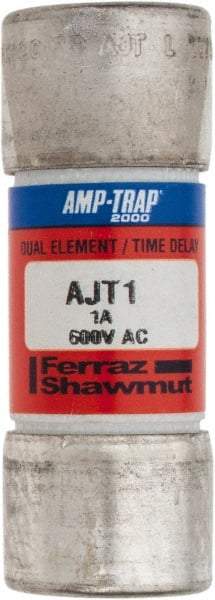 Ferraz Shawmut - 500 VDC, 600 VAC, 1 Amp, Time Delay General Purpose Fuse - Clip Mount, 2-1/4" OAL, 100 at DC, 200 at AC, 300 (Self-Certified) kA Rating, 13/16" Diam - All Tool & Supply