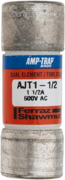 Ferraz Shawmut - 500 VDC, 600 VAC, 1.5 Amp, Time Delay General Purpose Fuse - Clip Mount, 2-1/4" OAL, 100 at DC, 200 at AC, 300 (Self-Certified) kA Rating, 13/16" Diam - All Tool & Supply