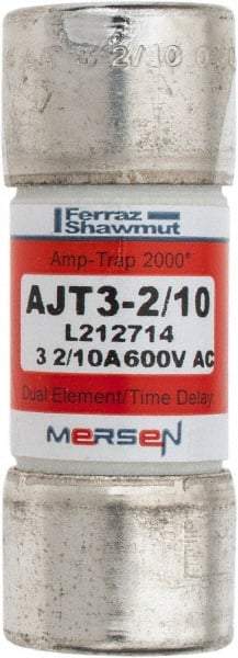 Ferraz Shawmut - 500 VDC, 600 VAC, 3.2 Amp, Time Delay General Purpose Fuse - Clip Mount, 2-1/4" OAL, 100 at DC, 200 at AC, 300 (Self-Certified) kA Rating, 13/16" Diam - All Tool & Supply