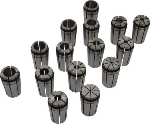 Centaur - 15 Piece, 1/8" to 1" Capacity, Single Angle Collet Set - Series TG/PG 100 - Exact Industrial Supply