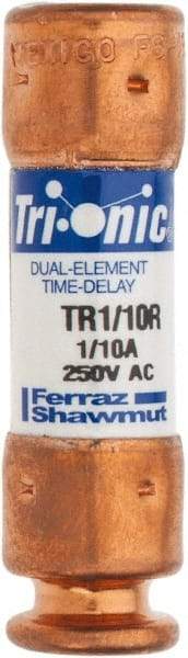 Ferraz Shawmut - 250 VAC/VDC, 0.1 Amp, Time Delay General Purpose Fuse - Clip Mount, 50.8mm OAL, 20 at DC, 200 at AC kA Rating, 9/16" Diam - All Tool & Supply