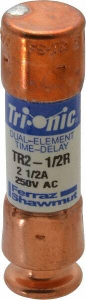 Ferraz Shawmut - 250 VAC/VDC, 2.5 Amp, Time Delay General Purpose Fuse - Clip Mount, 50.8mm OAL, 20 at DC, 200 at AC kA Rating, 9/16" Diam - All Tool & Supply