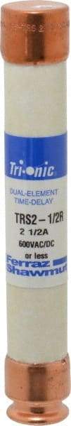 Ferraz Shawmut - 600 VAC/VDC, 2.5 Amp, Time Delay General Purpose Fuse - Clip Mount, 127mm OAL, 20 at DC, 200 at AC kA Rating, 13/16" Diam - All Tool & Supply