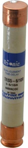 Ferraz Shawmut - 600 VAC/VDC, 5.6 Amp, Time Delay General Purpose Fuse - Clip Mount, 127mm OAL, 20 at DC, 200 at AC kA Rating, 13/16" Diam - All Tool & Supply