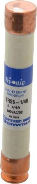 Ferraz Shawmut - 600 VAC/VDC, 6.25 Amp, Time Delay General Purpose Fuse - Clip Mount, 127mm OAL, 20 at DC, 200 at AC kA Rating, 13/16" Diam - All Tool & Supply
