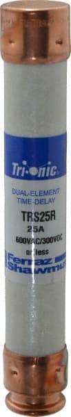 Ferraz Shawmut - 300 VDC, 600 VAC, 25 Amp, Time Delay General Purpose Fuse - Clip Mount, 127mm OAL, 20 at DC, 200 at AC kA Rating, 13/16" Diam - All Tool & Supply