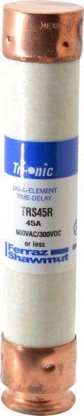 Ferraz Shawmut - 300 VDC, 600 VAC, 45 Amp, Time Delay General Purpose Fuse - Clip Mount, 5-1/2" OAL, 20 at DC, 200 at AC kA Rating, 1-1/16" Diam - All Tool & Supply