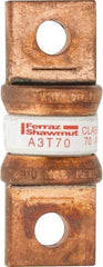 Ferraz Shawmut - 160 VDC, 300 VAC, 70 Amp, Fast-Acting General Purpose Fuse - Bolt-on Mount, 2-5/32" OAL, 200 at AC, 50 at DC kA Rating, 13/16" Diam - All Tool & Supply