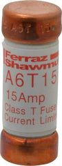 Ferraz Shawmut - 300 VDC, 600 VAC, 15 Amp, Fast-Acting General Purpose Fuse - Clip Mount, 1-1/2" OAL, 100 at DC, 200 at AC kA Rating, 9/16" Diam - All Tool & Supply