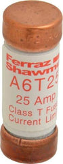 Ferraz Shawmut - 300 VDC, 600 VAC, 25 Amp, Fast-Acting General Purpose Fuse - Clip Mount, 1-1/2" OAL, 100 at DC, 200 at AC kA Rating, 9/16" Diam - All Tool & Supply