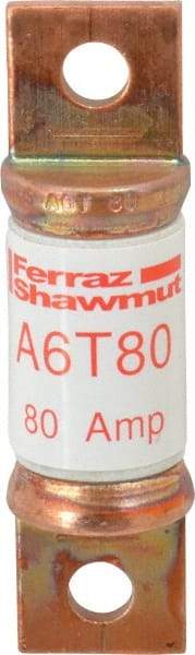 Ferraz Shawmut - 300 VDC & 600 VAC, 80 Amp, Fast-Acting General Purpose Fuse - Bolt-on Mount, 75mm OAL, 100 at DC, 200 at AC kA Rating, 13/16" Diam - All Tool & Supply