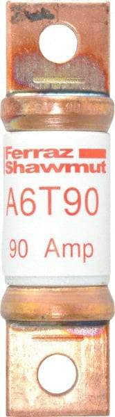 Ferraz Shawmut - 300 VDC & 600 VAC, 90 Amp, Fast-Acting General Purpose Fuse - Bolt-on Mount, 75mm OAL, 100 at DC, 200 at AC kA Rating, 13/16" Diam - All Tool & Supply