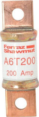 Ferraz Shawmut - 300 VDC, 600 VAC, 200 Amp, Fast-Acting General Purpose Fuse - Bolt-on Mount, 3-1/4" OAL, 100 at DC, 200 at AC kA Rating, 1-1/16" Diam - All Tool & Supply