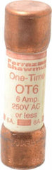 Ferraz Shawmut - 250 VAC/VDC, 6 Amp, Fast-Acting General Purpose Fuse - Clip Mount, 50.8mm OAL, 20 at DC, 50 at AC kA Rating, 9/16" Diam - All Tool & Supply