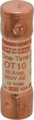 Ferraz Shawmut - 250 VAC/VDC, 10 Amp, Fast-Acting General Purpose Fuse - Clip Mount, 50.8mm OAL, 20 at DC, 50 at AC kA Rating, 9/16" Diam - All Tool & Supply