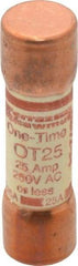 Ferraz Shawmut - 250 VAC/VDC, 25 Amp, Fast-Acting General Purpose Fuse - Clip Mount, 50.8mm OAL, 20 at DC, 50 at AC kA Rating, 9/16" Diam - All Tool & Supply