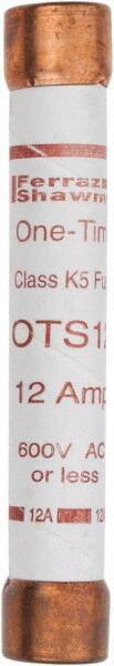 Ferraz Shawmut - 300 VDC, 600 VAC, 12 Amp, Fast-Acting General Purpose Fuse - Clip Mount, 127mm OAL, 20 at DC, 50 at AC kA Rating, 13/16" Diam - All Tool & Supply