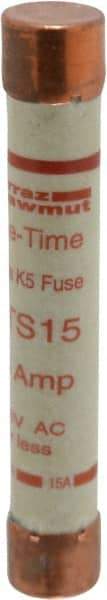 Ferraz Shawmut - 300 VDC, 600 VAC, 15 Amp, Fast-Acting General Purpose Fuse - Clip Mount, 127mm OAL, 20 at DC, 50 at AC kA Rating, 13/16" Diam - All Tool & Supply