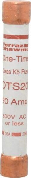 Ferraz Shawmut - 300 VDC, 600 VAC, 20 Amp, Fast-Acting General Purpose Fuse - Clip Mount, 127mm OAL, 20 at DC, 50 at AC kA Rating, 13/16" Diam - All Tool & Supply