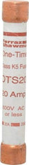 Ferraz Shawmut - 300 VDC, 600 VAC, 20 Amp, Fast-Acting General Purpose Fuse - Clip Mount, 127mm OAL, 20 at DC, 50 at AC kA Rating, 13/16" Diam - All Tool & Supply