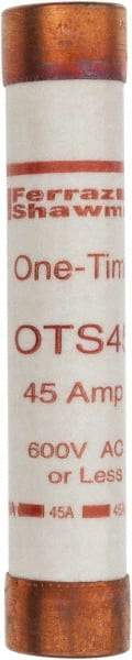 Ferraz Shawmut - 300 VDC, 600 VAC, 45 Amp, Fast-Acting General Purpose Fuse - Clip Mount, 5-1/2" OAL, 20 at DC, 50 at AC kA Rating, 1-1/16" Diam - All Tool & Supply