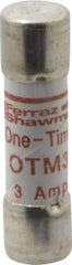 Ferraz Shawmut - 250 VAC, 3 Amp, Fast-Acting General Purpose Fuse - Clip Mount, 1-1/2" OAL, 10 at AC kA Rating, 13/32" Diam - All Tool & Supply