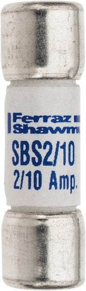 Ferraz Shawmut - 600 VAC, 0.2 Amp, Fast-Acting General Purpose Fuse - Clip Mount, 1-3/8" OAL, 100 at AC kA Rating, 13/32" Diam - All Tool & Supply