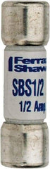 Ferraz Shawmut - 600 VAC, 0.5 Amp, Fast-Acting General Purpose Fuse - Clip Mount, 1-3/8" OAL, 100 at AC kA Rating, 13/32" Diam - All Tool & Supply